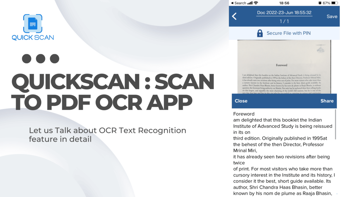 QuickScan Scan to PDF OCR App: Let us Talk about OCR Text Recognition feature in detail