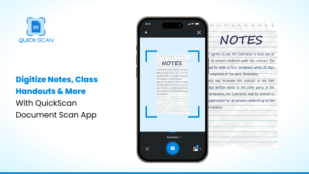 Digitize Notes, Class Handouts & More With QuickScan Document Scan App